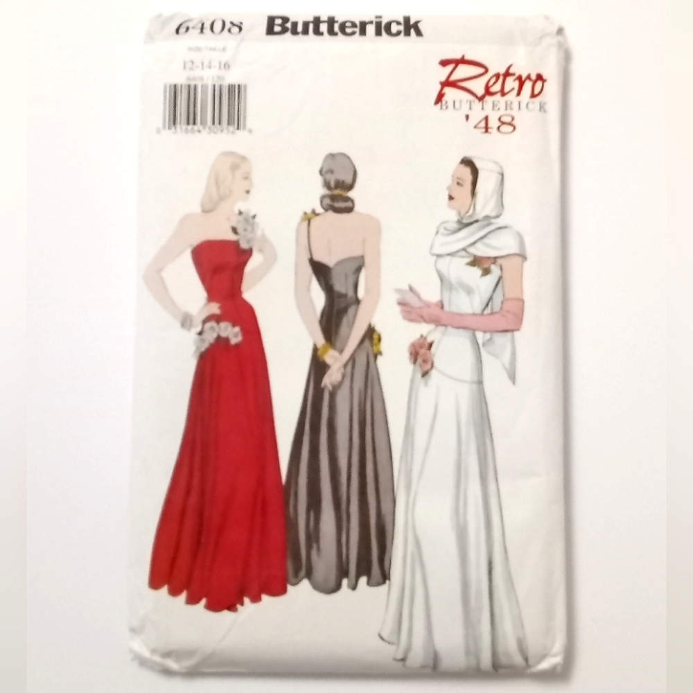 Butterick 6408 Retro Women's Dress & Hooded Scarf Pattern size 12-14-16